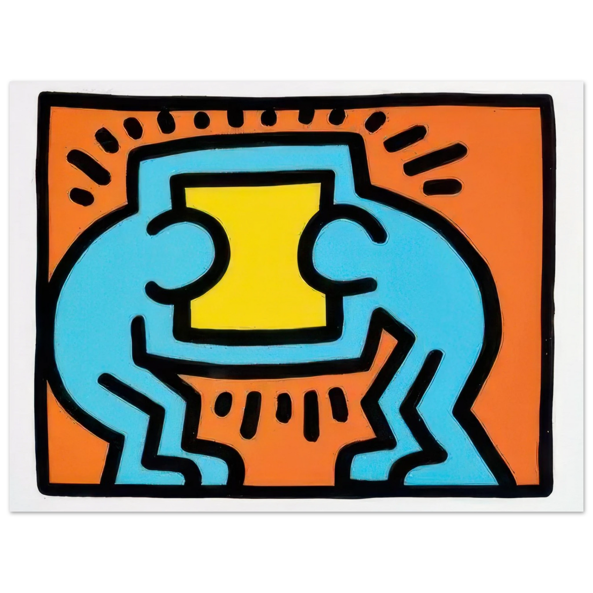 Keith Haring art poster featuring iconic Pop Art imagery, bold graphic lines and vibrant colours