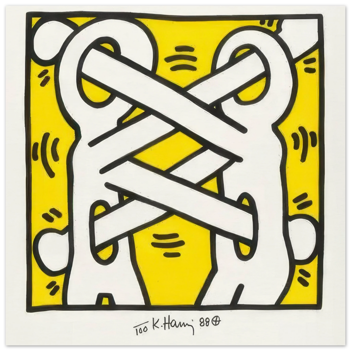 Art Attack On Aids (yellow) - by Keith Haring Poster