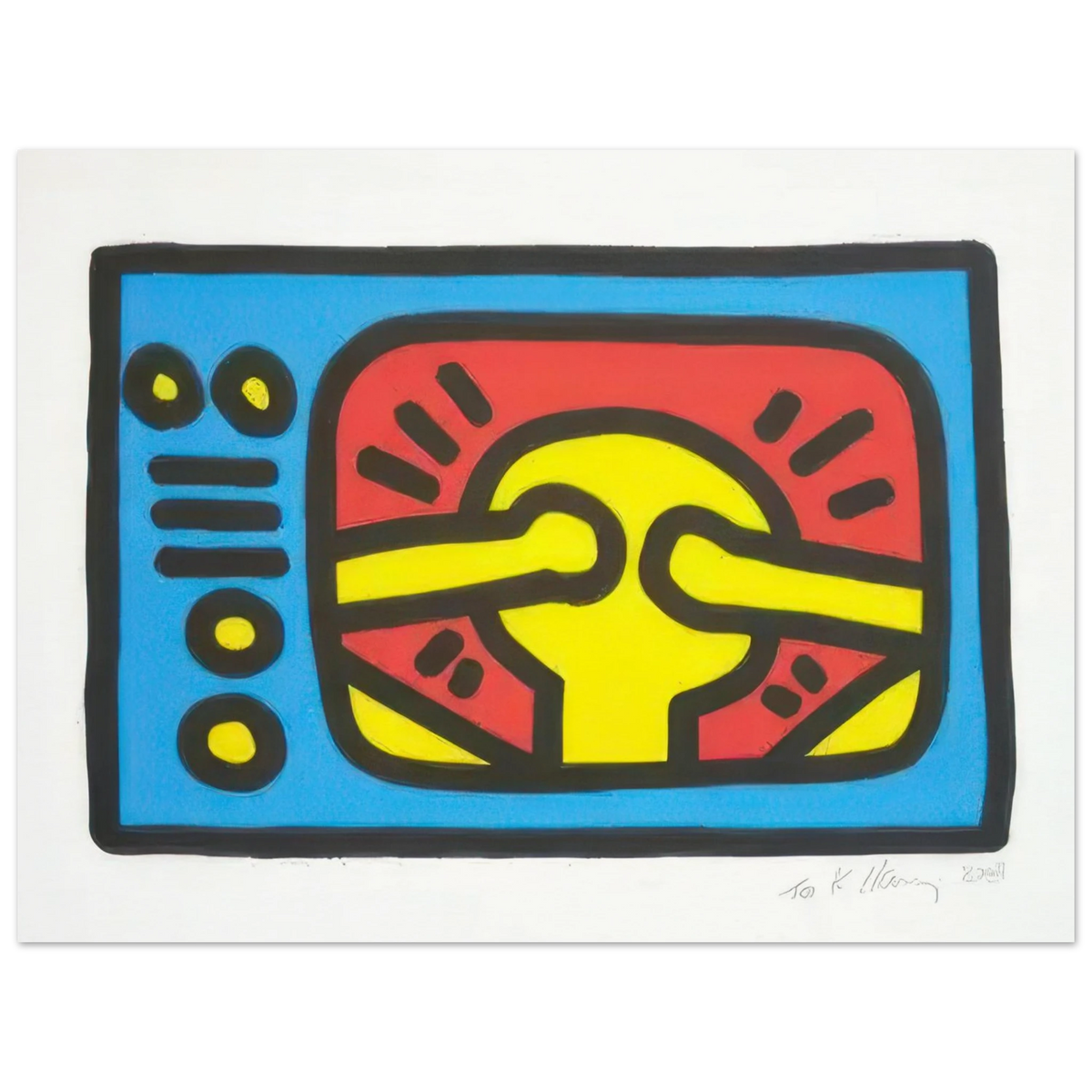 Keith Haring art poster featuring iconic Pop Art imagery, bold graphic lines and vibrant colours