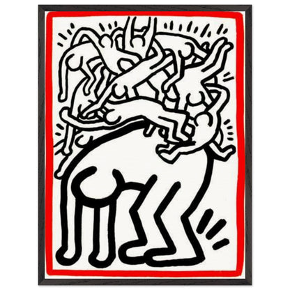 Keith Haring framed print featuring iconic artwork, bold lines and vibrant Pop Art colours