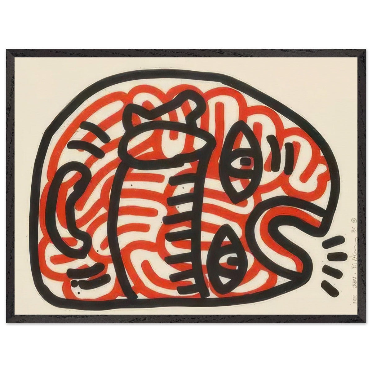 Keith Haring framed print featuring iconic artwork, bold lines and vibrant Pop Art colours