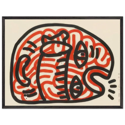 Keith Haring framed print featuring iconic artwork, bold lines and vibrant Pop Art colours