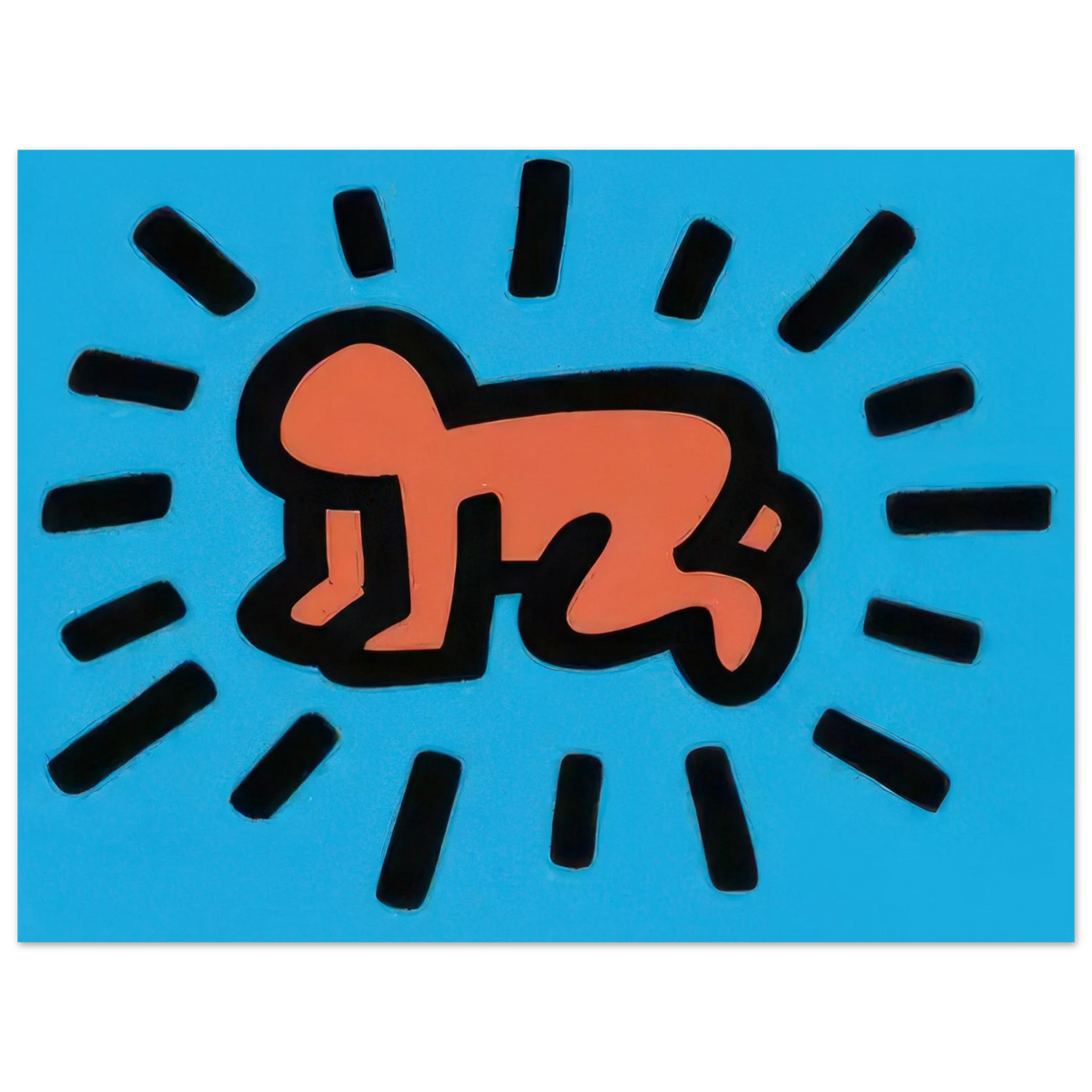 Keith Haring art poster featuring iconic Pop Art imagery, bold graphic lines and vibrant colours