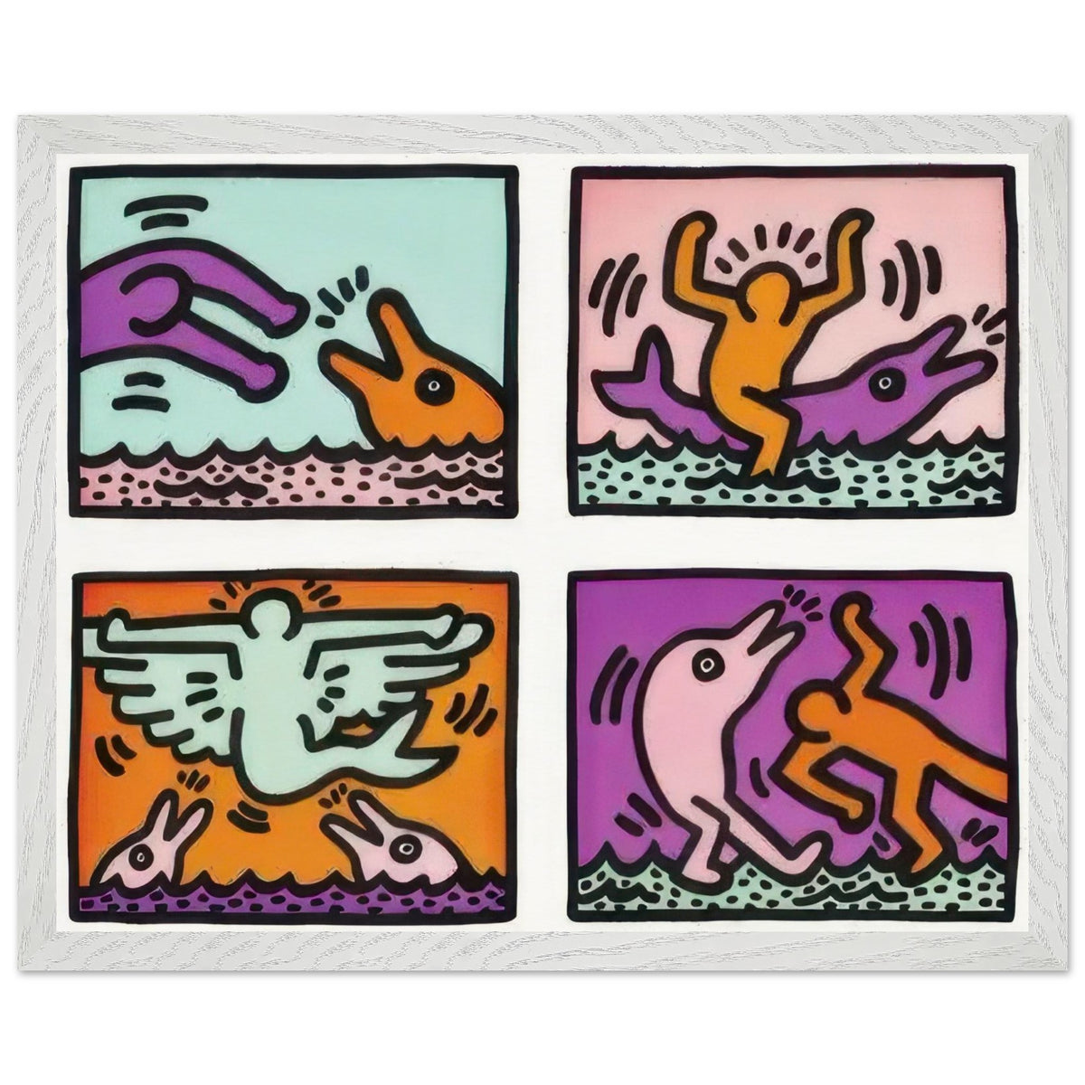 Keith Haring Pop Shop II framed art print with bold graphic imagery