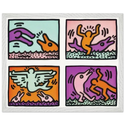 Keith Haring Pop Shop II framed art print with bold graphic imagery