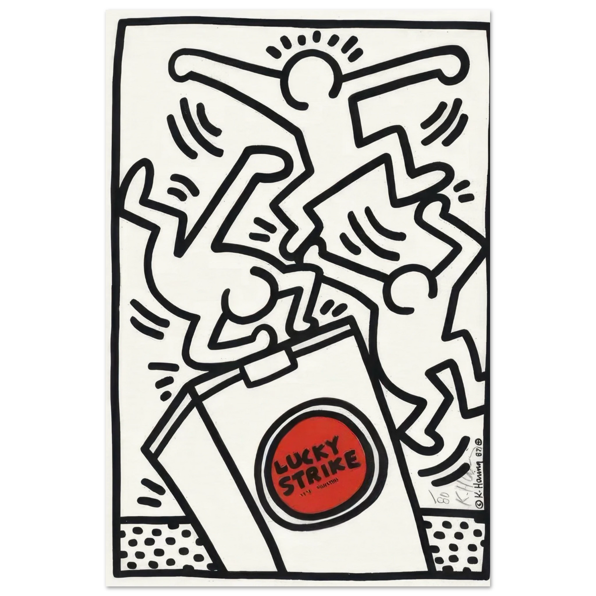 Lucky Strike (white) - by Keith Haring Poster 100x150 cm / 40x60″