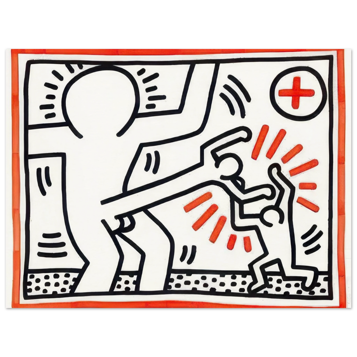 Keith Haring art poster featuring iconic Pop Art imagery, bold graphic lines and vibrant colours