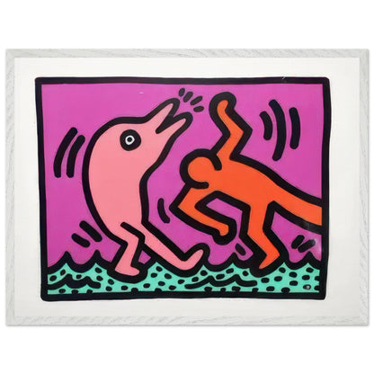 Keith Haring Pop Shop II framed art print with bold graphic imagery