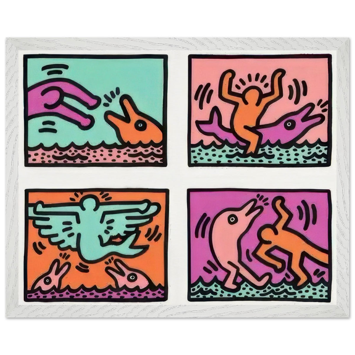 Keith Haring Pop Shop II framed art print with bold graphic imagery