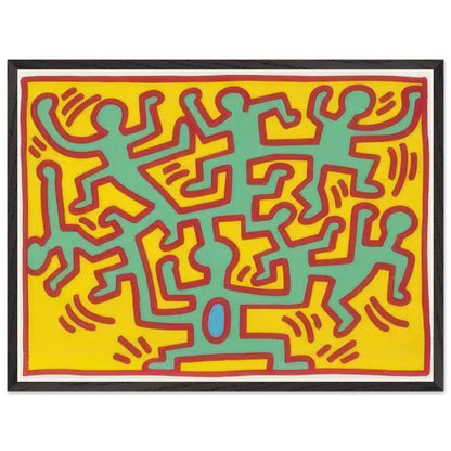 Keith Haring framed print featuring iconic artwork, bold lines and vibrant Pop Art colours