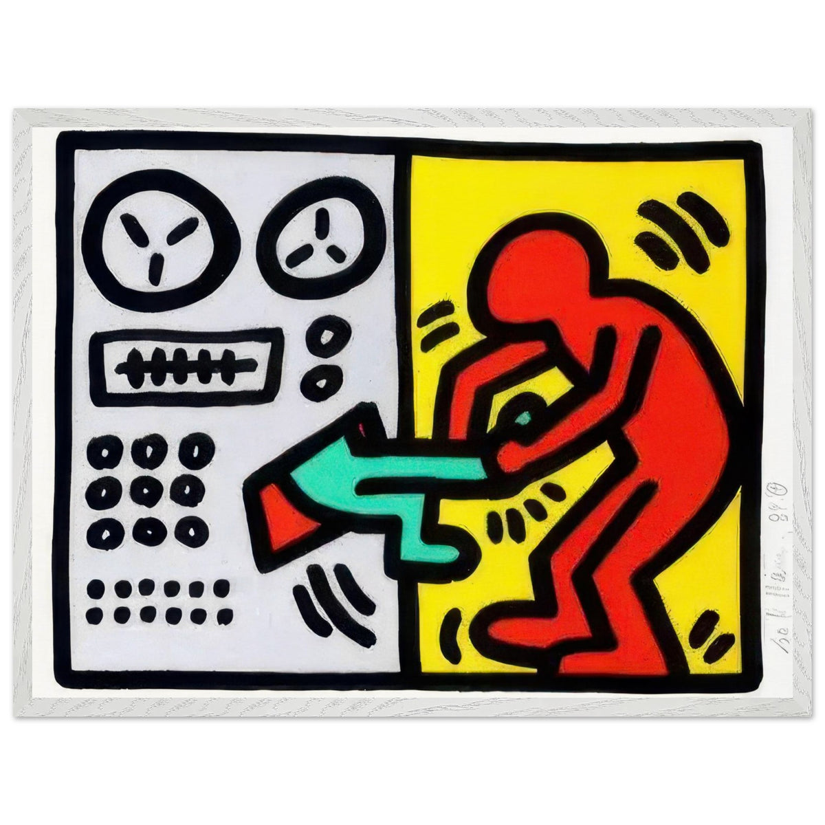 Keith Haring Pop Shop II framed art print with bold graphic imagery