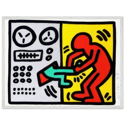 Keith Haring Pop Shop II framed art print with bold graphic imagery