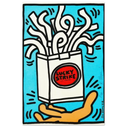 Lucky Strike (blue, white) - by Keith Haring Poster 100x150 cm / 40x60″