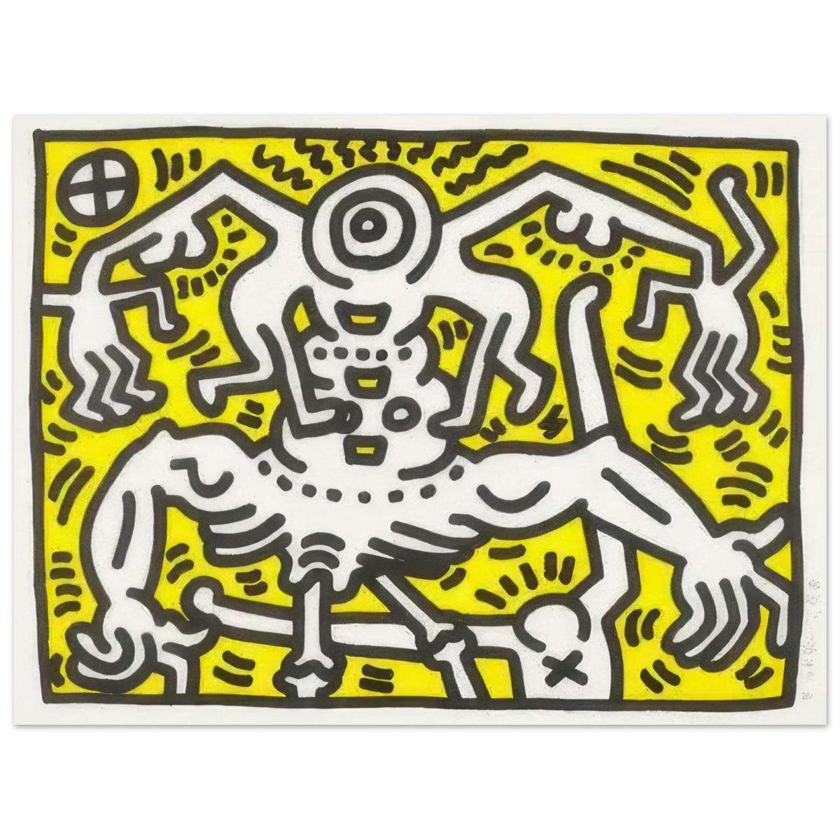 Keith Haring art poster featuring iconic Pop Art imagery, bold graphic lines and vibrant colours