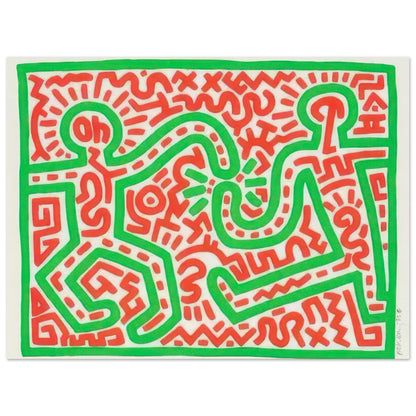 Keith Haring art poster featuring iconic Pop Art imagery, bold graphic lines and vibrant colours