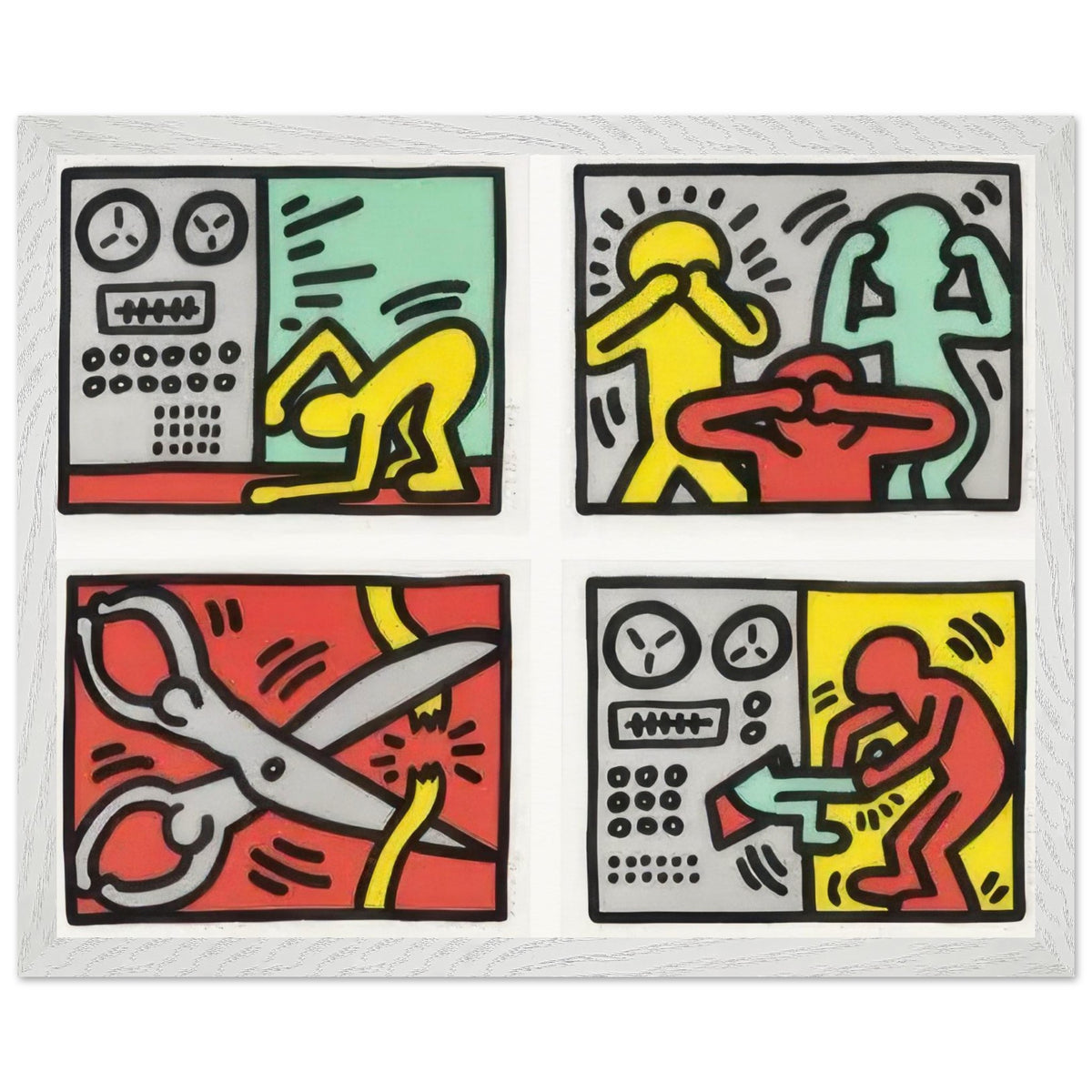 Pop Shop Quad III - by Keith Haring Framed Art Print