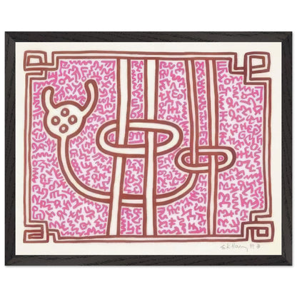 Keith Haring framed print featuring iconic artwork, bold lines and vibrant Pop Art colours