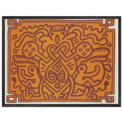 Keith Haring framed print featuring iconic artwork, bold lines and vibrant Pop Art colours