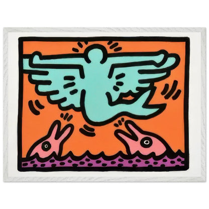 Keith Haring Pop Shop II framed art print with bold graphic imagery