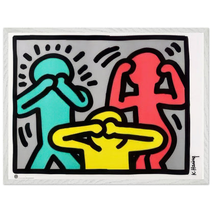 Keith Haring Pop Shop II framed art print with bold graphic imagery