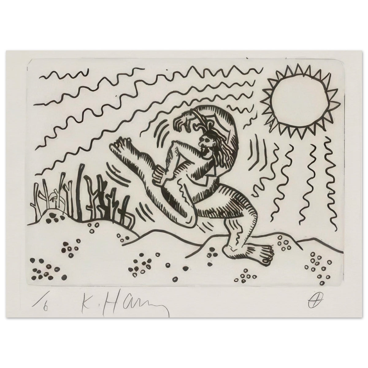 Keith Haring art poster featuring iconic Pop Art imagery, bold graphic lines and vibrant colours