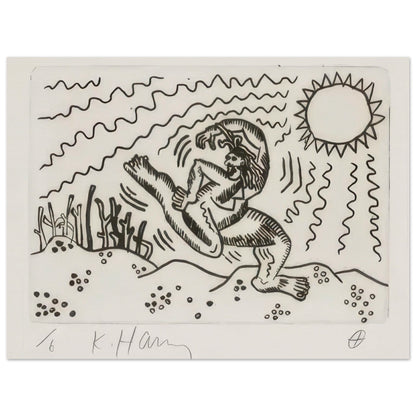 Keith Haring art poster featuring iconic Pop Art imagery, bold graphic lines and vibrant colours