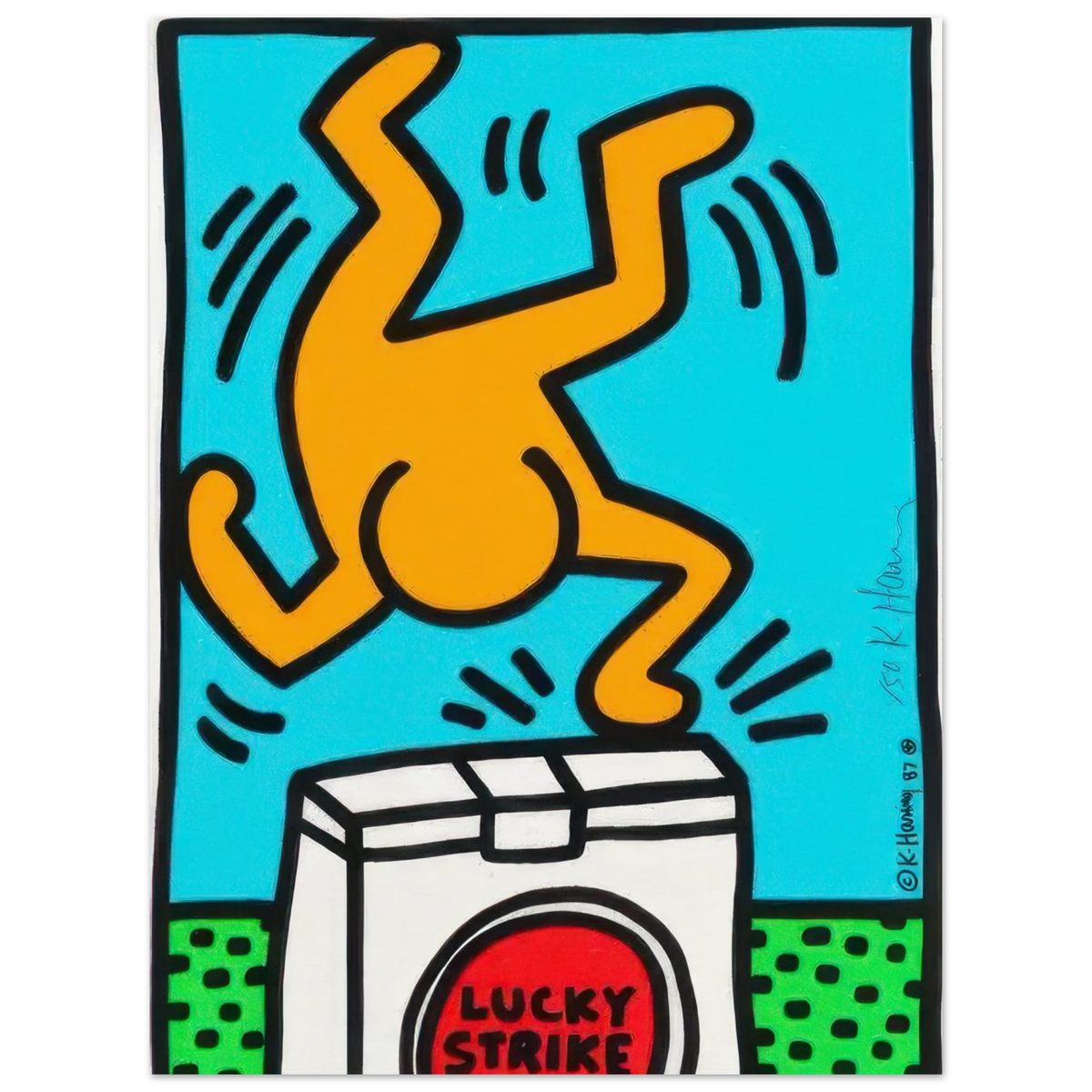 Lucky Strike (blue) by Keith Haring Poster 75x100 cm / 30x40″