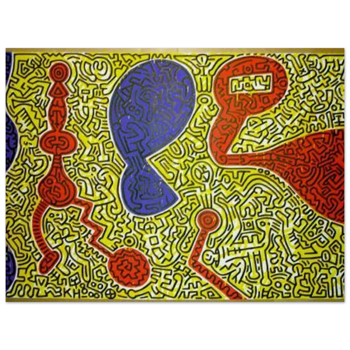 Keith Haring art poster featuring iconic Pop Art imagery, bold graphic lines and vibrant colours