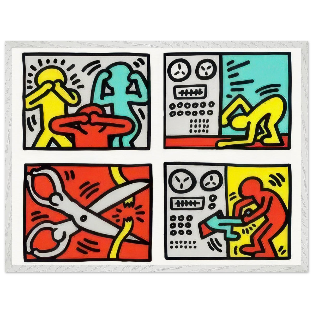 Pop Shop Quad III - by Keith Haring Framed Art Print