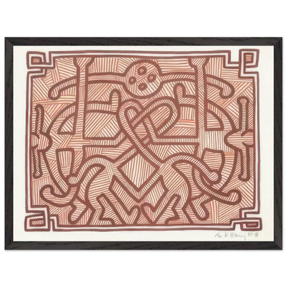 Keith Haring framed print featuring iconic artwork, bold lines and vibrant Pop Art colours