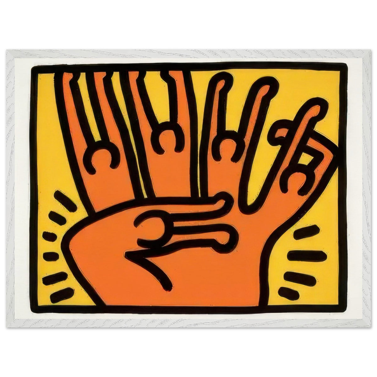 Keith Haring Pop Shop II framed art print with bold graphic imagery