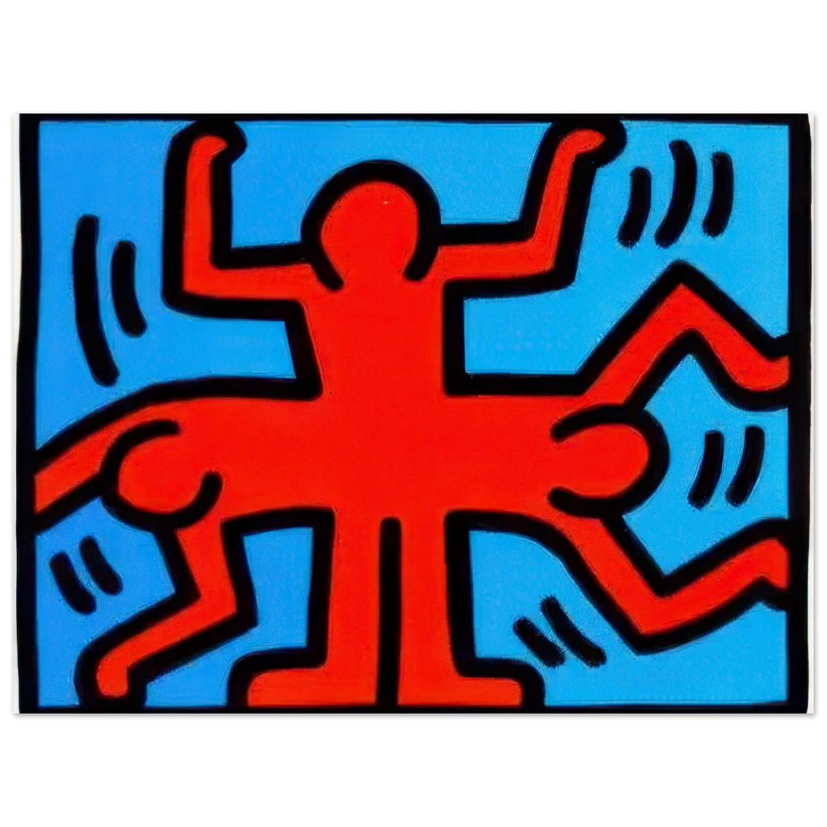 Keith Haring art poster featuring iconic Pop Art imagery, bold graphic lines and vibrant colours